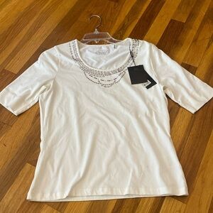 NWT Basler Women’s White Blouse With Sequin Detailing Size 38